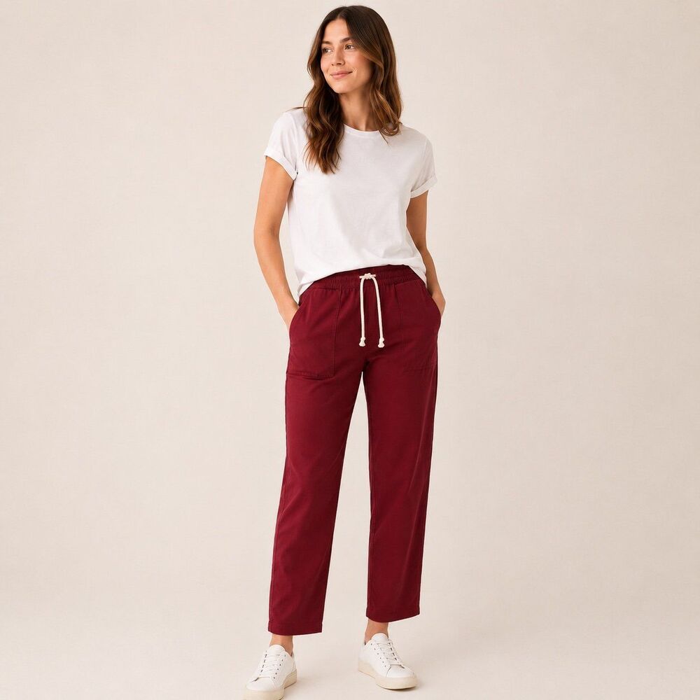 Pact Women’s XS Red Organic Cotton Drawstring Pull-On Pants